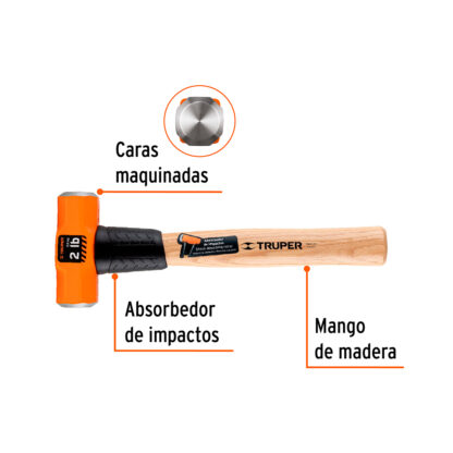 Comba octogonal 2 lb mango de madera 12" TRUPER - Imagen 2