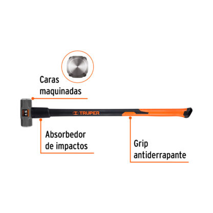 Comba octogonal 6 lb mango fibra de vidrio 36" TRUPER - Imagen 2