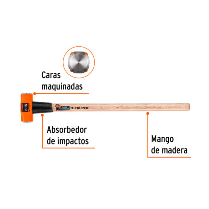 Comba octogonal 8 lb mango de madera 36" TRUPER - Imagen 2