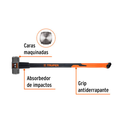 Comba octogonal 8 lb mango fibra de vidrio 36" TRUPER - Imagen 2