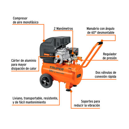 Compresor de aire 25 L lubricado TRUPER - Imagen 2