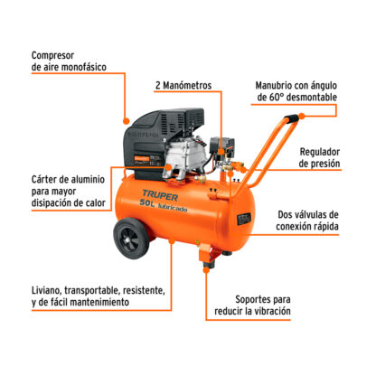 Compresor de aire 50 L lubricado TRUPER - Imagen 2