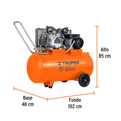 Compresora de aire 120 L lubricada de banda horizontal TRUPER - Imagen 3