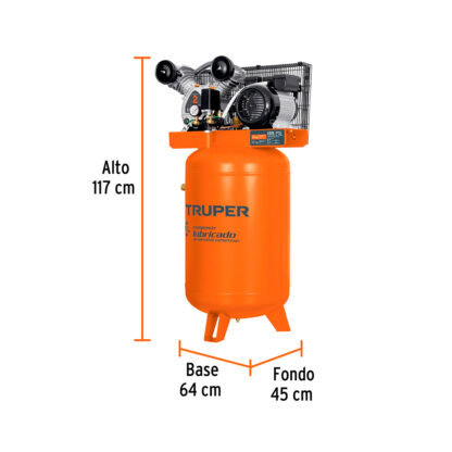 Compresora de aire 120 L lubricada de banda vertical TRUPER - Imagen 3