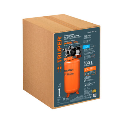 Compresora de aire 180 L lubricada de banda vertical TRUPER - Imagen 4