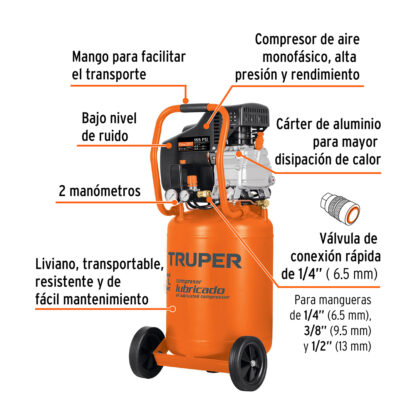 Compresora de aire 50 L lubricada vertical TRUPER - Imagen 3