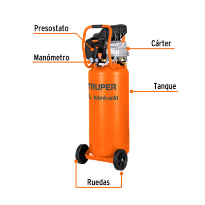 Compresora de aire 80 L lubricada vertical TRUPER - Imagen 2