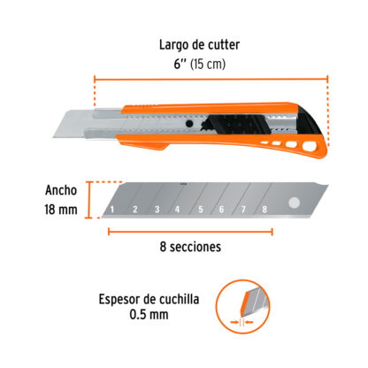 Cutter 18 mm plástico con alma metálica TRUPER - Imagen 2