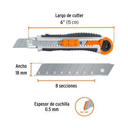 Cutter 18 mm con alma y cuerpo metálicos TRUPER - Imagen 2