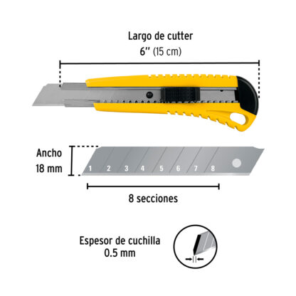 Cutter 18 mm plástico con alma metálica PRETUL - Imagen 2