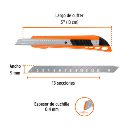 Cutter 9 mm plástico con alma metálica TRUPER - Imagen 2
