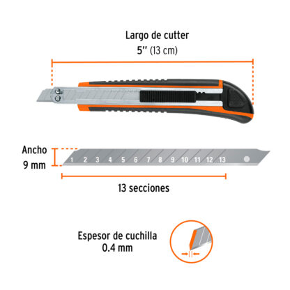 Cutter 9 mm profesional con alma metálica TRUPER - Imagen 2
