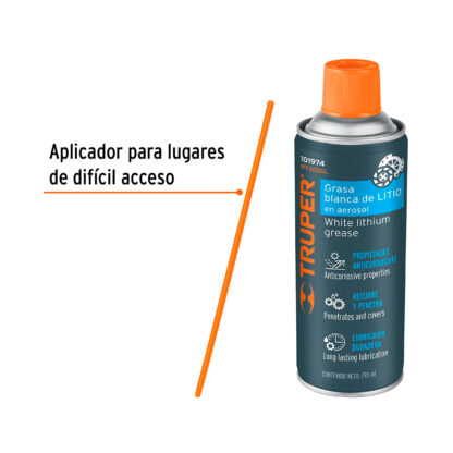 Grasa blanca de litio en aerosol 295 ml Truper - Imagen 2