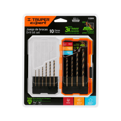 Juego de 10 brocas HSS para metal TRUPER - Imagen 2