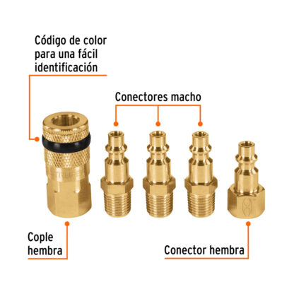 Juego de 4 conectores rápidos y 1 acople TRUPER - Imagen 2