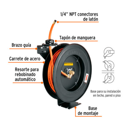 Manguera de hule con carrete retráctil 15m TRUPER - Imagen 2