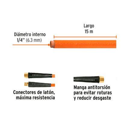 Manguera de PVC para compresora 15m TRUPER - Imagen 2