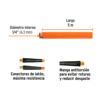 Manguera de PVC para compresora 5m TRUPER - Imagen 2