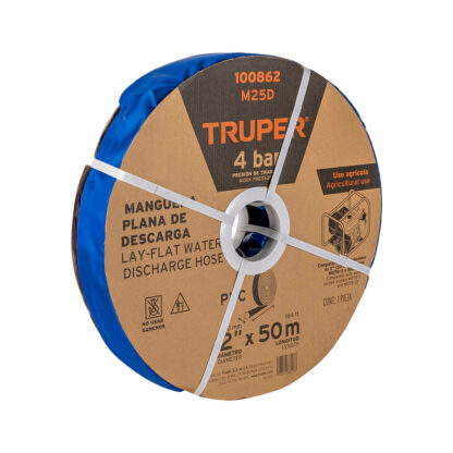 Rollo de manguera plana 2" x 50m descarga para motobomba TRUPER - Imagen 2
