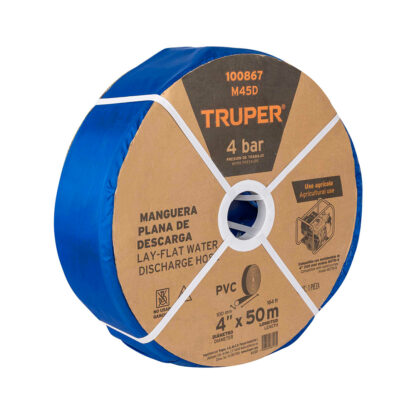 Rollo de manguera plana 4" x 50m descarga para motobomba TRUPER - Imagen 3