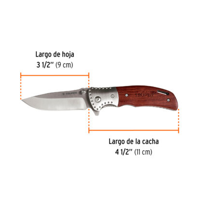 Navaja plegable 4 1/2" mango de madera TRUPER - Imagen 2