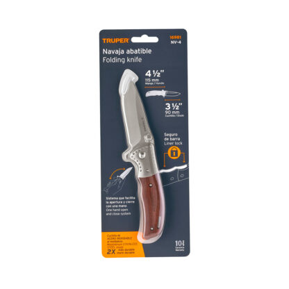 Navaja plegable 4 1/2" mango de madera TRUPER - Imagen 3