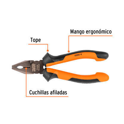 Pinza para electricista 6" alta palanca TRUPER - Imagen 2