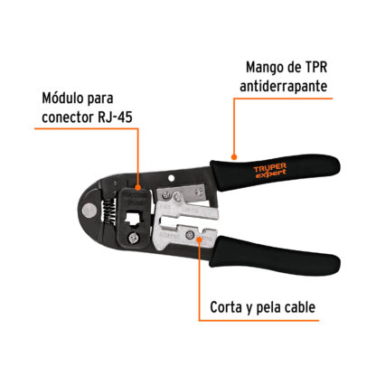 Pinza 8" Ponchadora Para Cables RJ-45, 8 Contactos TRUPER - Imagen 2
