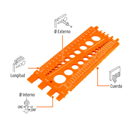 Regla Medidora de Tuercas y Tornillos 22 cm TRUPER - Imagen 2