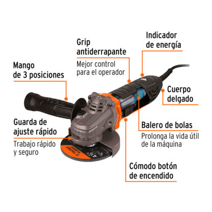 Amoladora angular 4 1/2" ERGO PRO TRUPER - Imagen 2