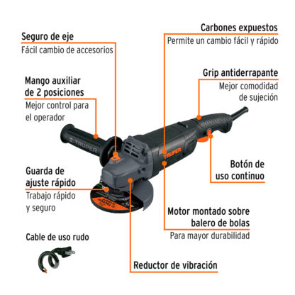 Amoladora angular 4 1/2" industrial TRUPER - Imagen 2