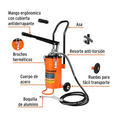 Bomba inyectora de grasa 5 kg TRUPER - Imagen 2