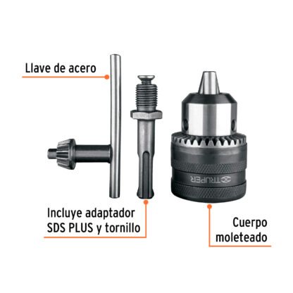 Mandril 1/2" con llave y adaptador SDS Plus TRUPER - Imagen 2