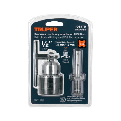 Mandril 1/2" con llave y adaptador SDS Plus TRUPER - Imagen 3