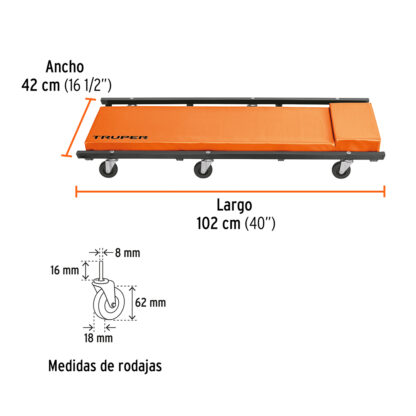 Cama de acero 40" para mecánico TRUPER - Imagen 3