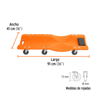 Cama de plástico 36" para mecánico TRUPER - Imagen 3