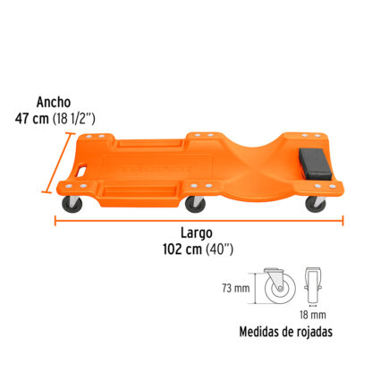 Cama de plástico 40" para mecánico TRUPER - Imagen 3