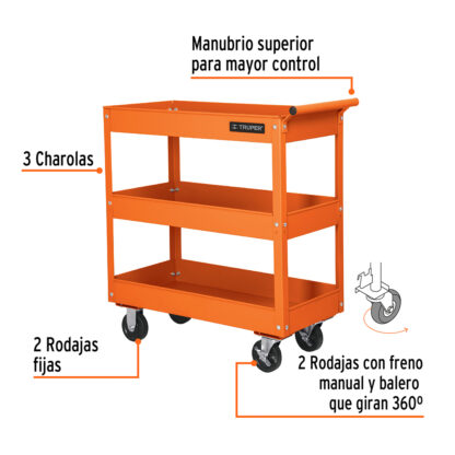 Carro de servicio, 3 bandejas TRUPER - Imagen 2