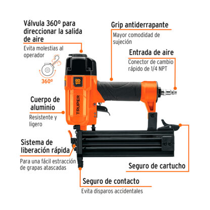 Clavadora neumática profesional calibre 18 TRUPER - Imagen 3