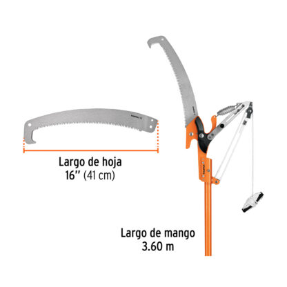 Cortador de ramas altas mango telescópico 3.6 m fibra vidrio TRUPER - Imagen 2