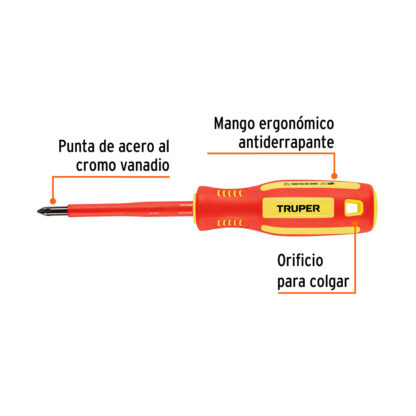 Desarmador de cruz dieléctrico 3/16" x 3" TRUPER - Imagen 2