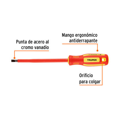 Desarmador plano dieléctrico 1/4" x 6" TRUPER - Imagen 3