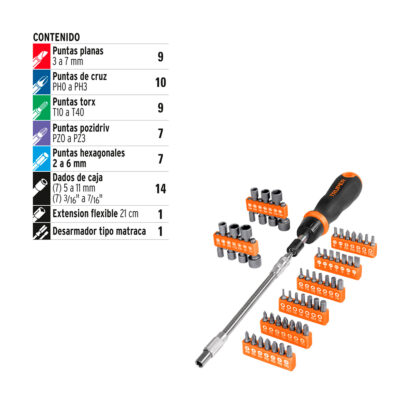 Desarmador tipo ratchet con 42 puntas y 14 dados TRUPER - Imagen 2
