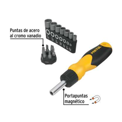 Desarmador tipo ratchet con 6 puntas y 7 dados PRETUL - Imagen 2