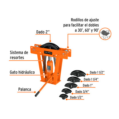 Doblador hidráulico para tubo 12t TRUPER - Imagen 2