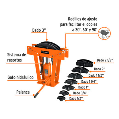 Doblador hidráulico para tubo 16t TRUPER - Imagen 2