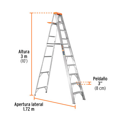 Escalera de tijera tipo II 9 peldaños y bandeja TRUPER - Imagen 3