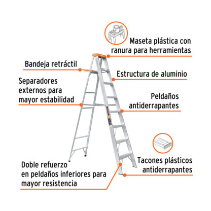 Escalera de tijera tipo ll 7 peldaños y bandeja TRUPER - Imagen 2