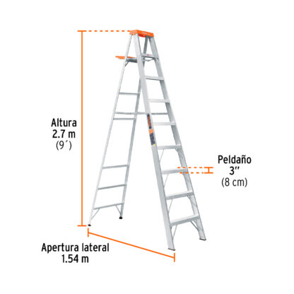 Escalera de tijera tipo ll 8 peldaños y bandeja TRUPER - Imagen 3