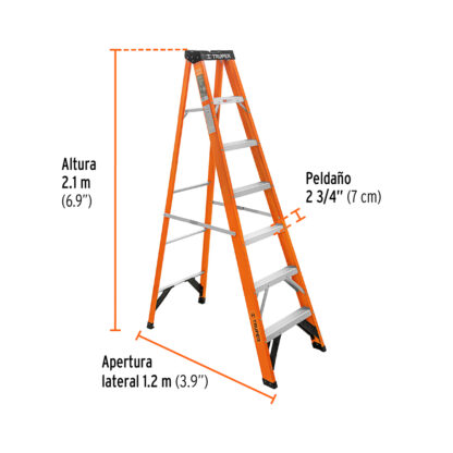 Escalera de tijera tipo ll, fibra de vidrio 6 peldaños TRUPER - Imagen 3